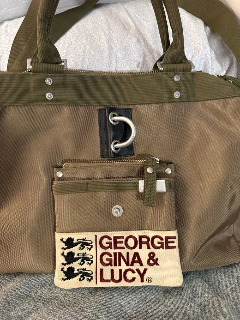 Olive Duffel Bag with Detachable Strap